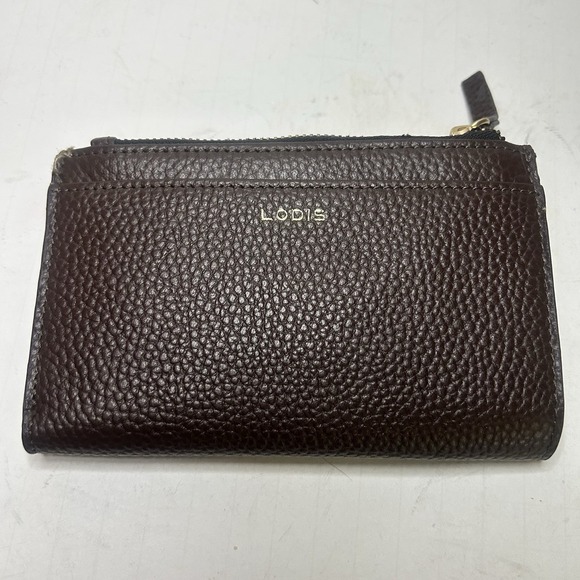 LODIS Kate North South French Purse Coin Purse Card Wallet Brown Leather - Picture 9 of 16